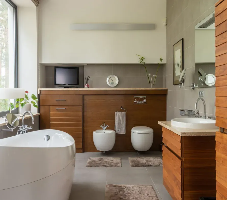 Bathroom tile, fixtures, and finishes selected for a renovation project
