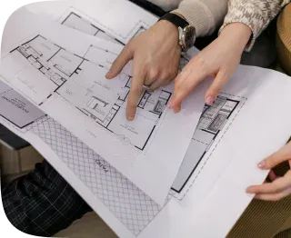 Renovation planning drawings and material samples