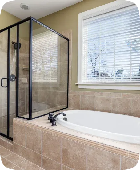 Walk-in shower and tub installation in a renovated bathroom