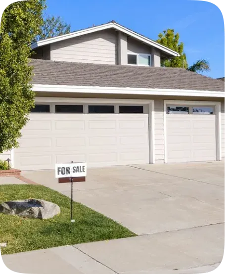 House exterior and garage door with a fresh coat of paint
