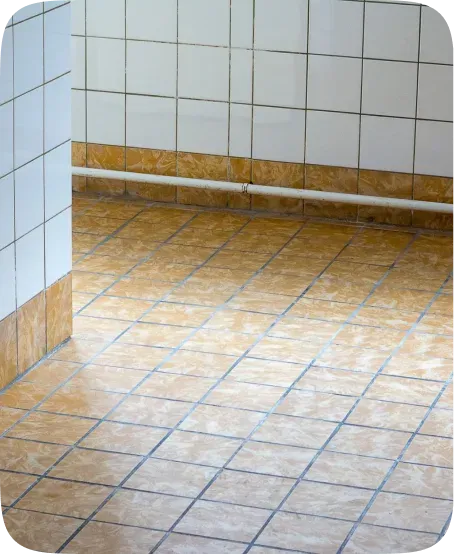 Tile flooring installed in a renovated bathroom
