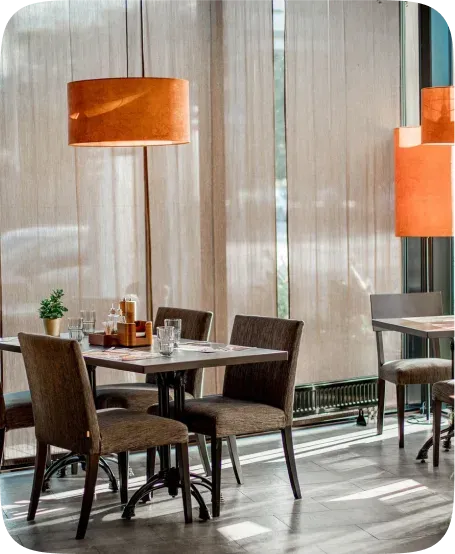 Renovated restaurant interior with new finishes