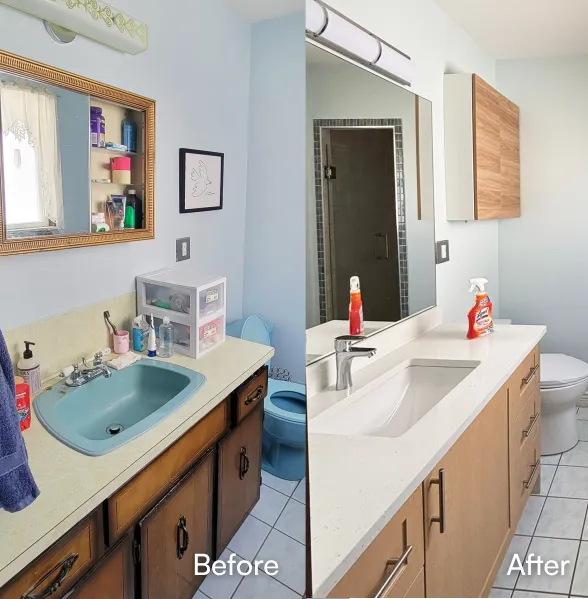 Before and after bathroom renovation 2
