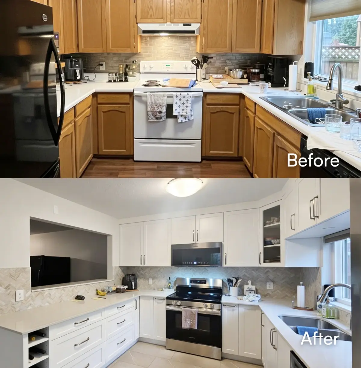 Before and after kitchen renovation 1