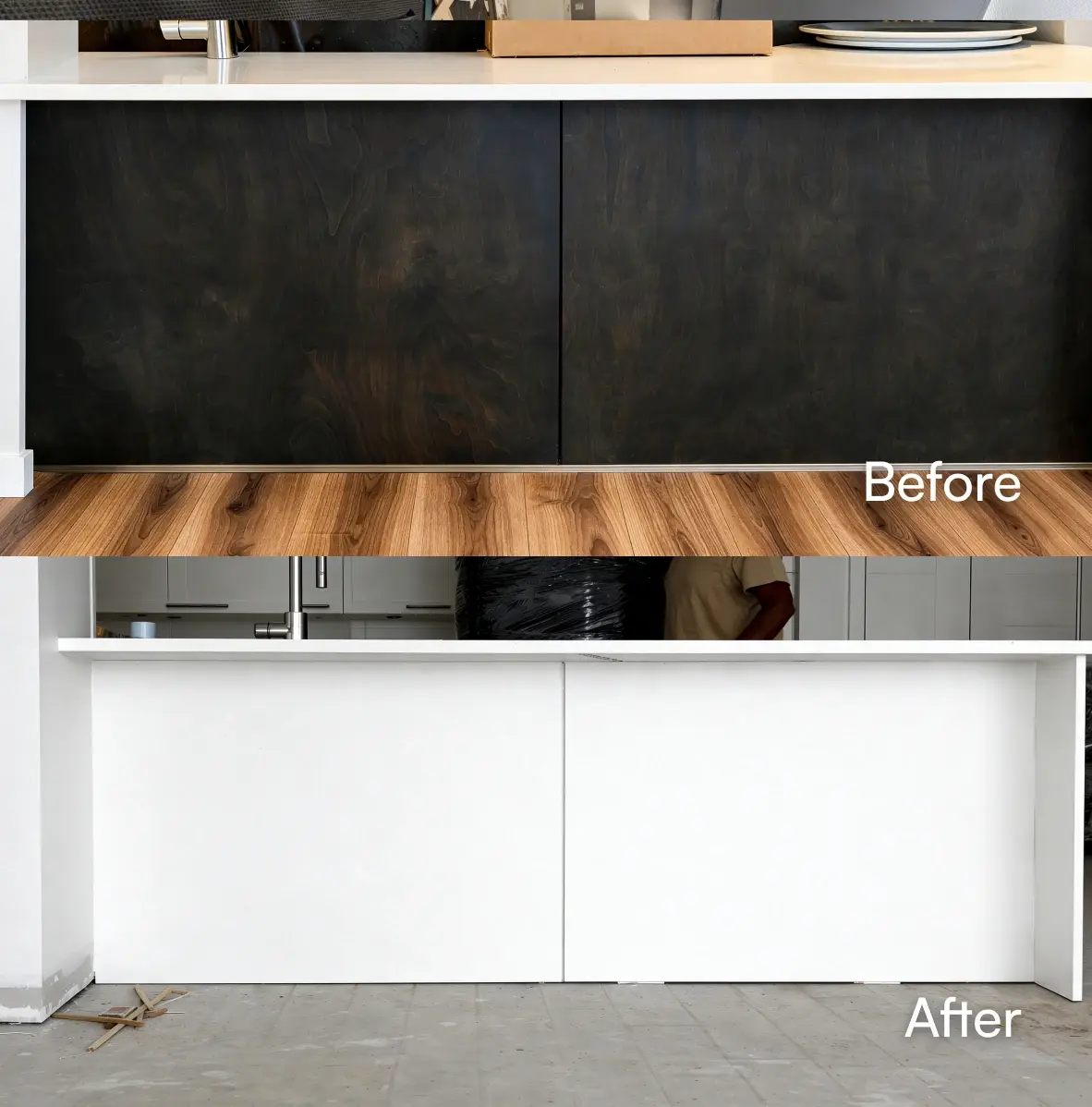 Before and after kitchen renovation 2